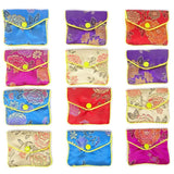 12-Piece Embroidered Brocade Jewelry Gift Bag, Assorted Colors