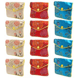 12-Piece Embroidered Brocade Jewelry Gift Bag, Assorted Colors
