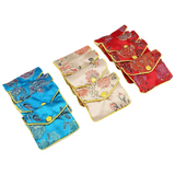 12-Piece Embroidered Silk Jewelry Bag Set, Assorted Colors