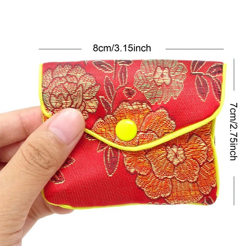 12-Piece Silk Purse Gift Bag, Brocade Embroidery Bag, Various Colors