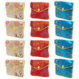 12-Piece Jewelry Silk Embroidery Gift Bag, Assorted Colors