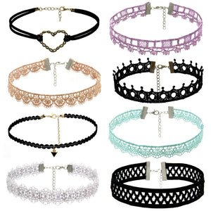 12-Piece Choker Necklace Set with Geometric Pendants
