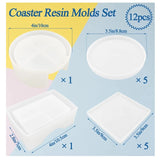 12-Piece Coaster Resin Molds Set with Storage Box for Epoxy Resin DIY Art Craft