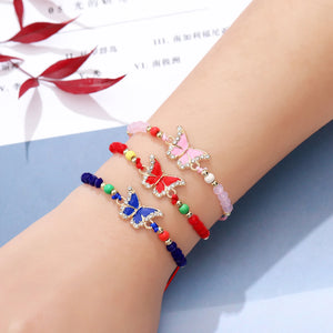 Colorful Crystal Beads Butterfly Charm Bracelet Anklet