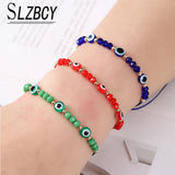 Colorful Evil Eye Beaded Bracelet Hand Braided Rope Good Luck Amulet Bracelet