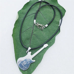 Electric Guitar Necklace Stainless Steel Pendant Men Boys Rock Roll Music
