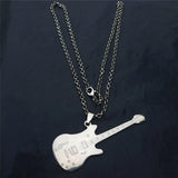 Electric Guitar Necklace Stainless Steel Pendant Men Boys Rock Roll Music