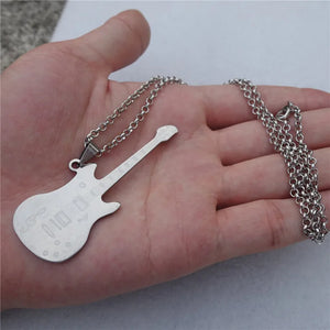 Electric Guitar Necklace Stainless Steel Pendant Men Boys Rock Roll Music