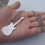 Electric Guitar Necklace Stainless Steel Pendant Men Boys Rock Roll Music