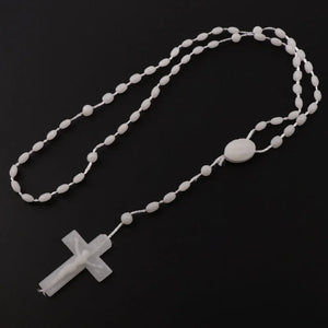12 Pcs Glow in Dark Plastic Rosary Beads Multicolor Religious Necklace