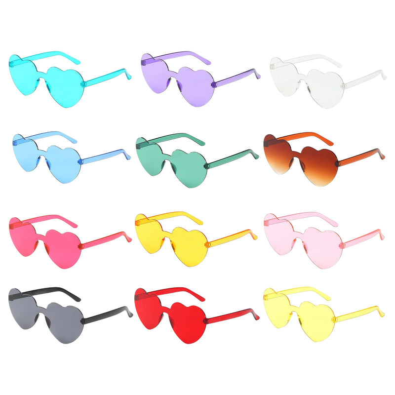12 Pcs Candy Heart Love Glasses Rimless Women Sunglasses