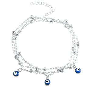 Beads Eye Pendants Multilayer Anklet Bracelet Foot Jewelry for Women