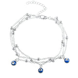 Beads Eye Pendants Multilayer Anklet Bracelet Foot Jewelry for Women