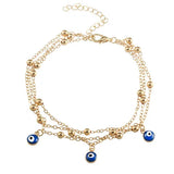 Beads Eye Pendants Multilayer Anklet Bracelet Foot Jewelry for Women