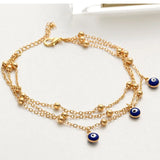 Beads Eye Pendants Multilayer Anklet Bracelet Foot Jewelry for Women
