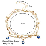 Beads Eye Pendants Multilayer Anklet Bracelet Foot Jewelry for Women