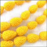 12pcs Carving Flower Beads 13x21mm Teardrop Shape for Earring Making