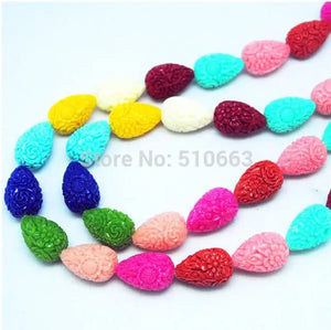 12pcs Carving Flower Beads 13x21mm Teardrop Shape for Earring Making