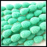 12pcs Carving Flower Beads 13x21mm Teardrop Shape for Earring Making