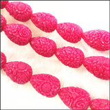 12pcs Carving Flower Beads 13x21mm Teardrop Shape for Earring Making