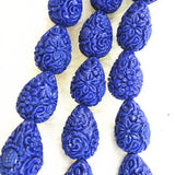 12pcs Carving Flower Beads 13x21mm Teardrop Shape for Earring Making