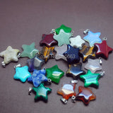 12 Pcs Natural Gemstone Five Stars Shape Pendant Mix Stones Size 20mm