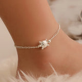 12 Pcs Silver Turtle Anklets Beach Sea Animal Ankle Bracelet Foot Jewelry