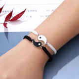 12 Pcs Yin Yang Couple Bracelets Waterproof Cord Relationship Bracele