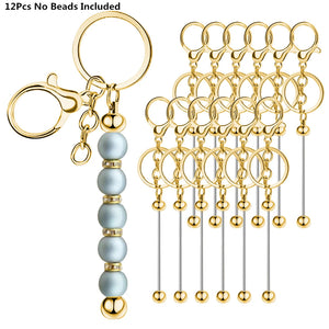 12 Metal Beadable Keychain Bars Blanks for DIY Crafts