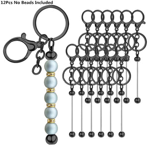 12 Metal Beadable Keychain Bars Blanks for DIY Crafts