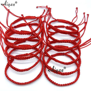 12 Red Knotted Braid Friendship Bracelets Men Women Gift