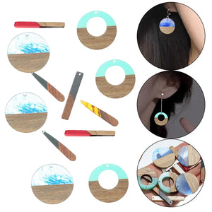 12 Wood Geometric Pendants Mix Shape DIY Earrings Necklace Findings