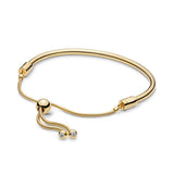 Sterling Silver Adjustable Bracelet with Logo for DIY Charm for Girls