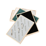 12 Seats Wood Bangle Display Tray Soft Velvet Big Ring Holder Stand
