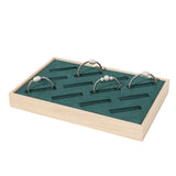 12 Seats Wood Bangle Display Tray Soft Velvet Big Ring Holder Stand
