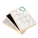 12 Seats Wood Bangle Display Tray Soft Velvet Big Ring Holder Stand