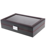 12 Slots PU Leather Watch Rings Display Storage Box Case