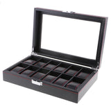 12 Slots PU Leather Watch Rings Display Storage Box Case