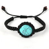 Waxed Rope Round Wrap Stone Bracelet Turquoises Adjustable Knot
