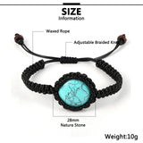 Waxed Rope Round Wrap Stone Bracelet Turquoises Adjustable Knot