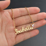Heart Birthstone Necklace Stainless Steel Nameplate Jewelry
