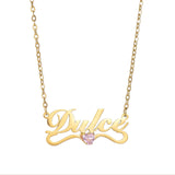 Heart Birthstone Necklace Stainless Steel Nameplate Jewelry