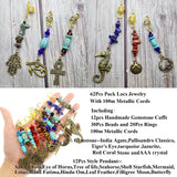 12 Styles Natural Stone Hair Dreadlock Beads Loc Jewelry Pins Clips Beard Rings