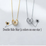 925 Silver Micro Pave CZ Moon Star Necklace Set