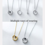 925 Silver Micro Pave CZ Moon Star Necklace Set