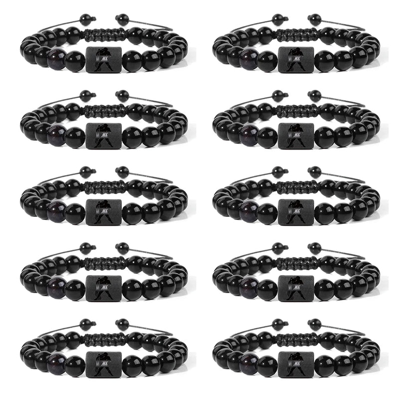 12 Zodiac Charm Constellation Bracelets Natural Stone Beaded 10Pcs/Set
