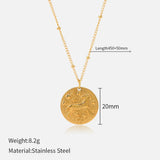 Zodiac Constellation Stainless Steel Necklace Golden Amulet Vintage