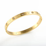Zodiac Constellation Bracelet w/ CZ Stone Stainless Steel Bangle Gift