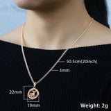 Zodiac Sign Constellations Pendant Necklace 585 Rose Gold Men Women GPM16