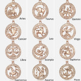 Zodiac Sign Constellations Pendant Necklace 585 Rose Gold Men Women GPM16